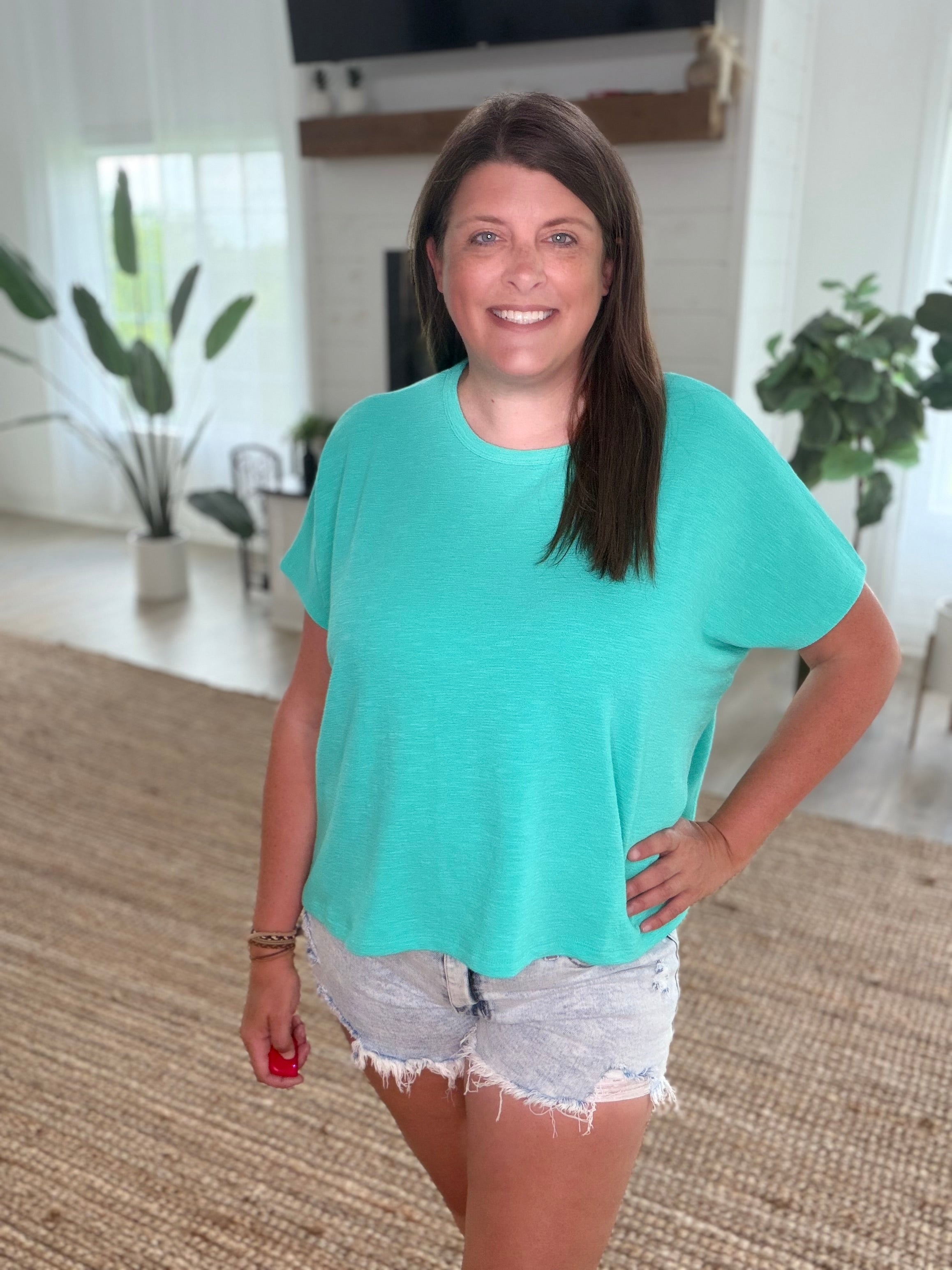 Mint Cotton slub oversize tee