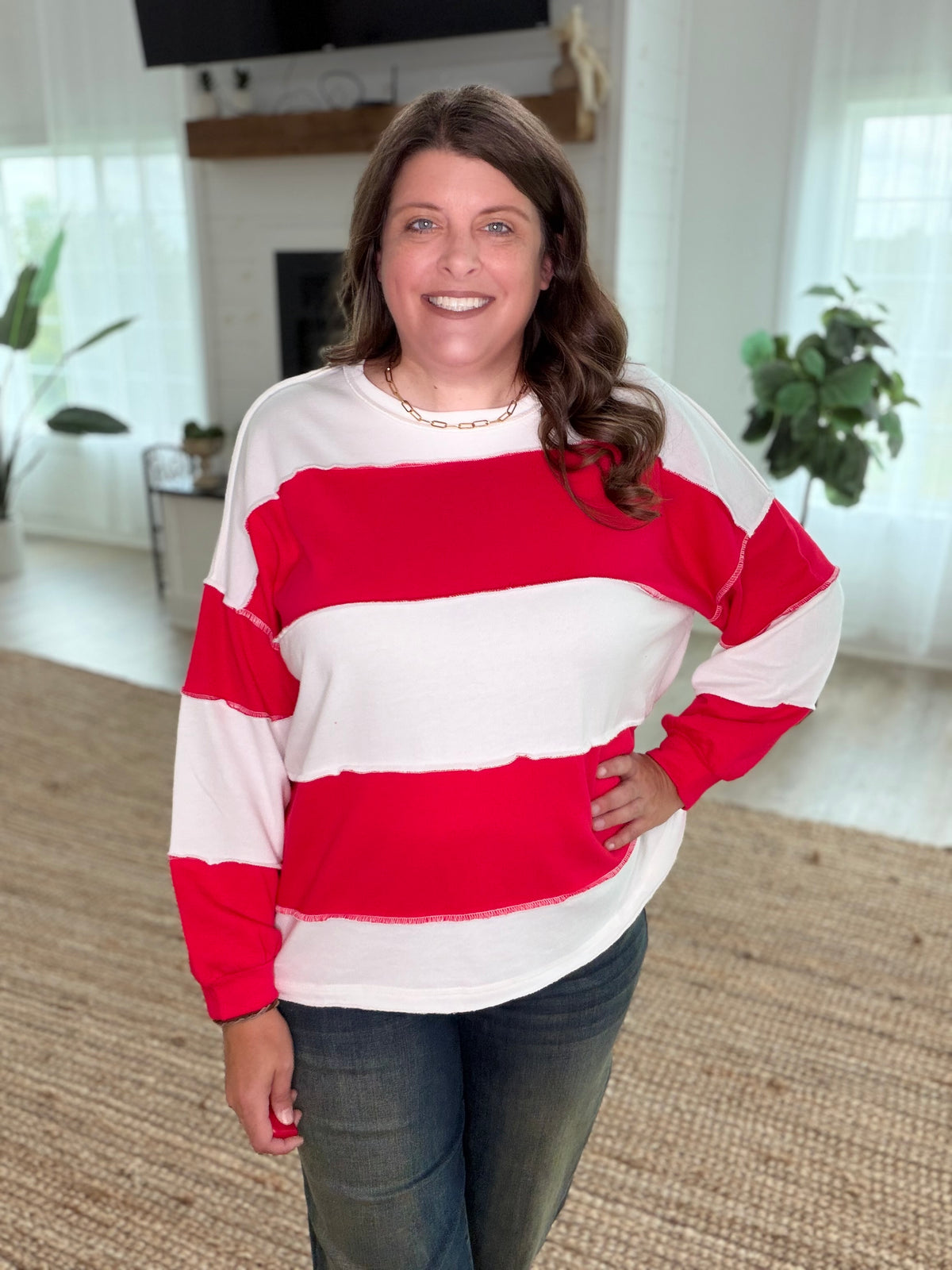 Ruby French Terry Color Block Exposed Seam Top