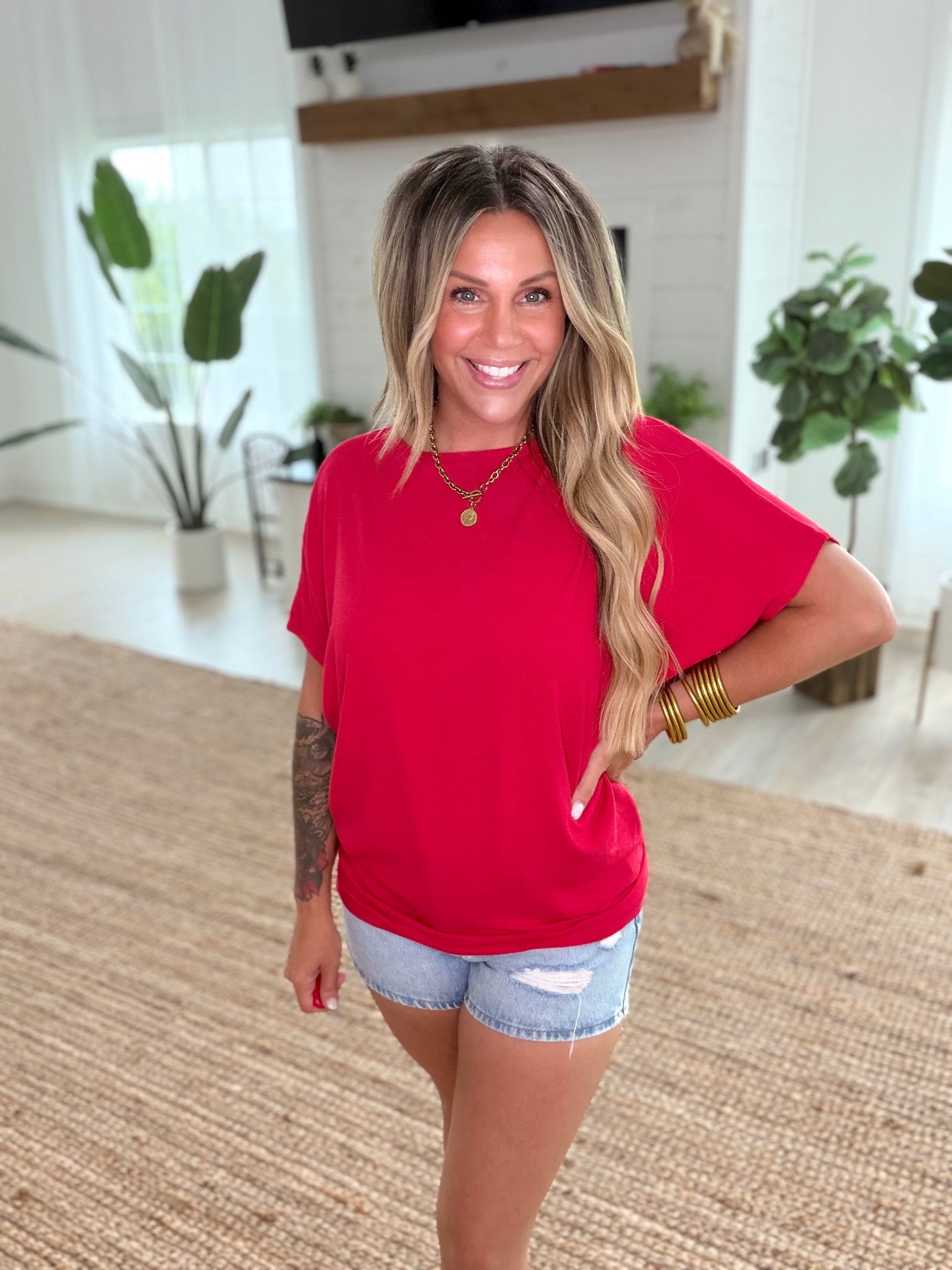 Ruby Hacci Dolman Sleeve Boat Neck Top
