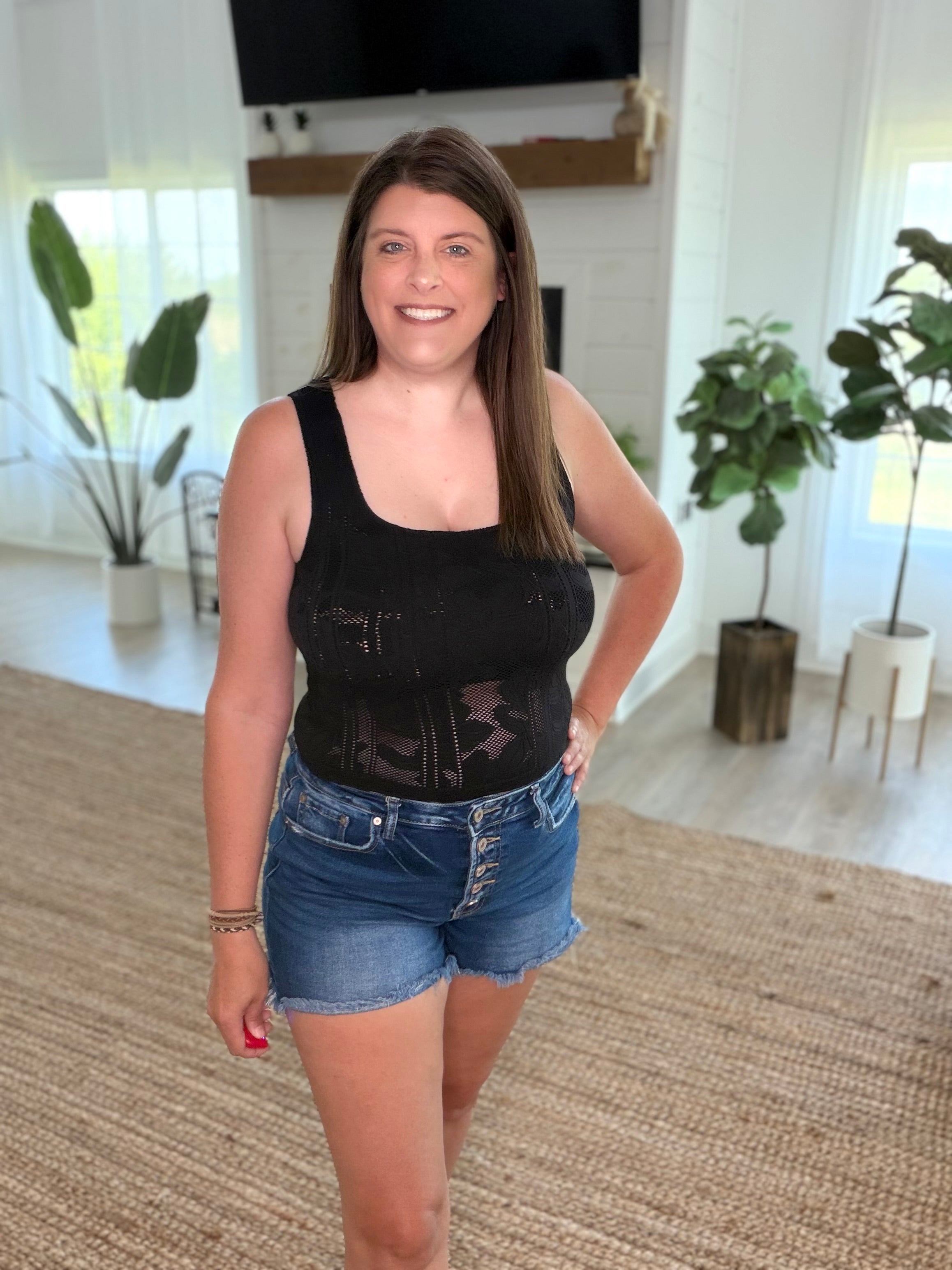 Nikibiki Black Double Lace Square Crop Top