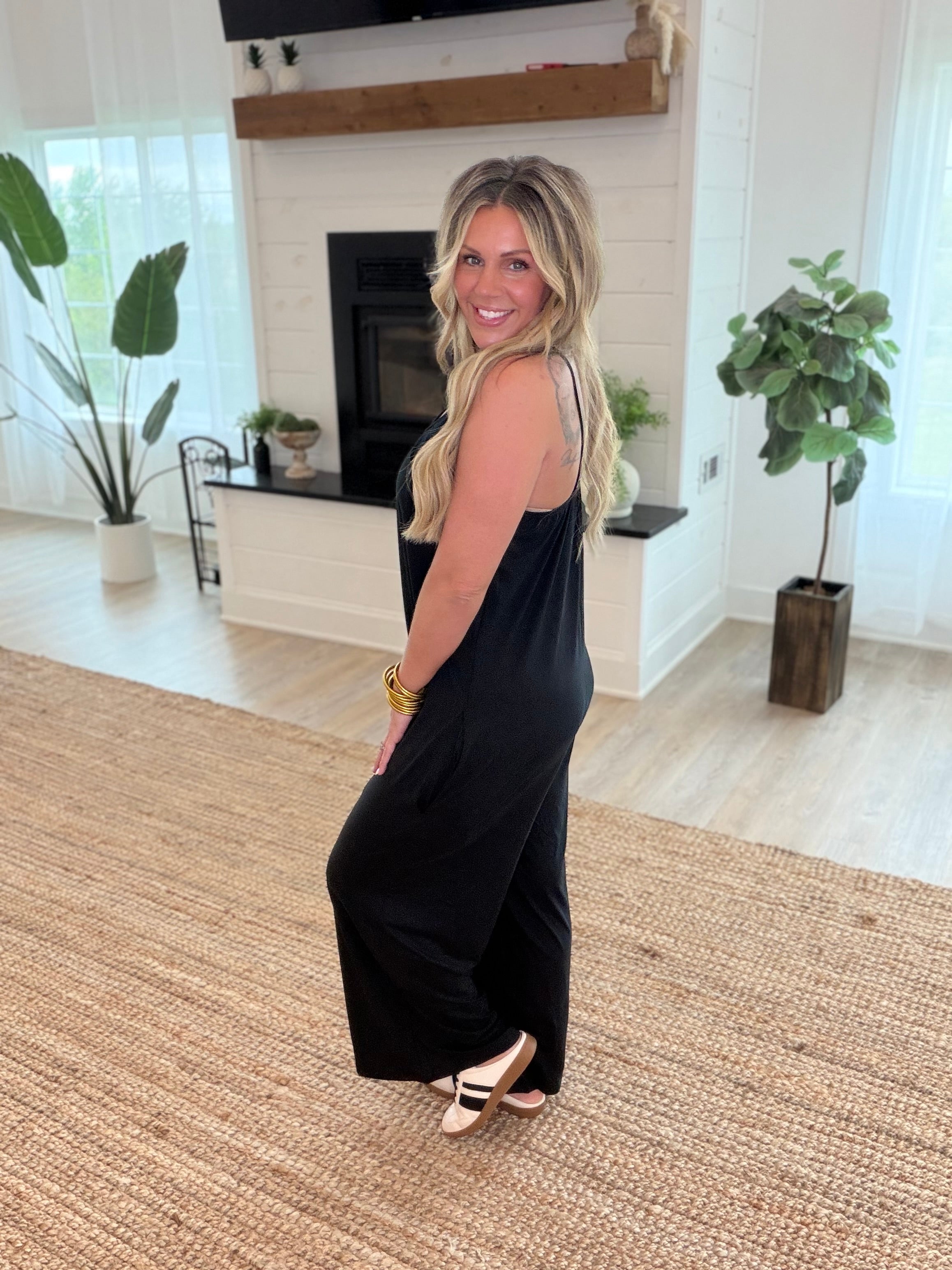 Black Spaghetti Strap Jumpsuit