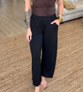 Black Viscose Modal Wide Leg Pants