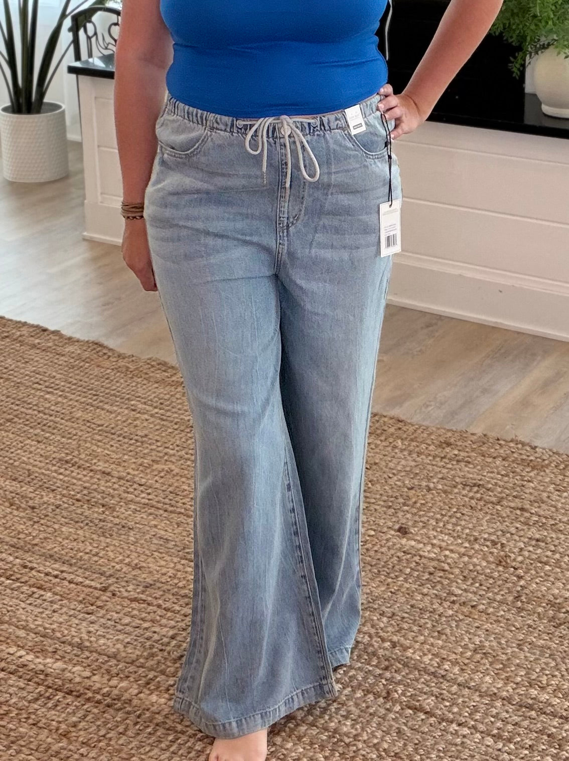 Judy Blue HW Palazzo Featherweight Denim Jeans w/ Drawcord