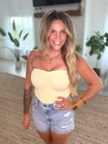Nikibiki Pale Banana Lace Textured Tube Top
