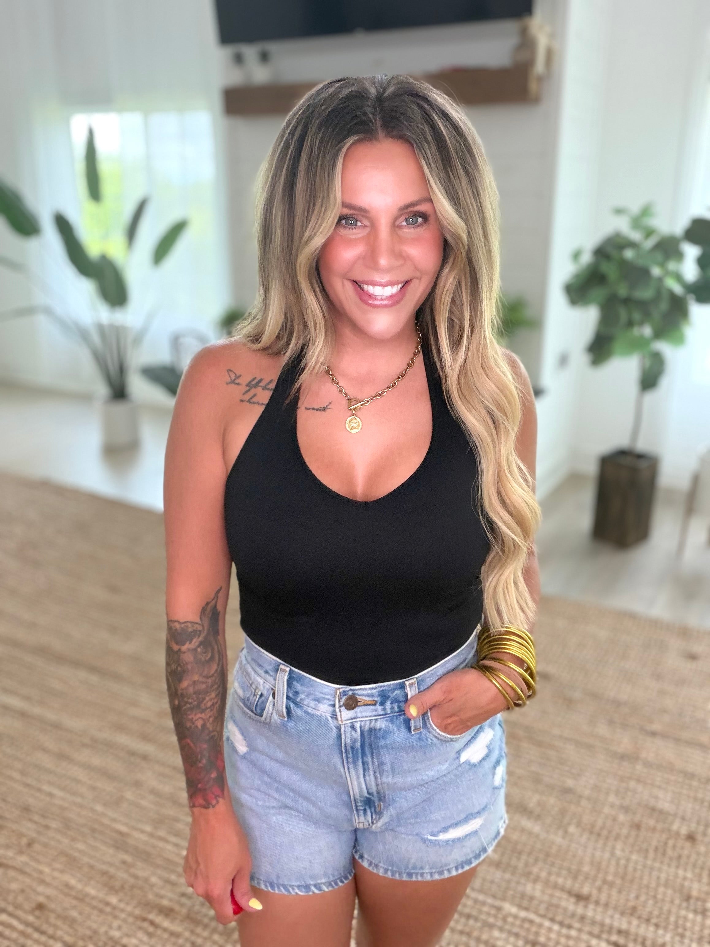 Nikibiki Black Ribbed Halter Crop Top