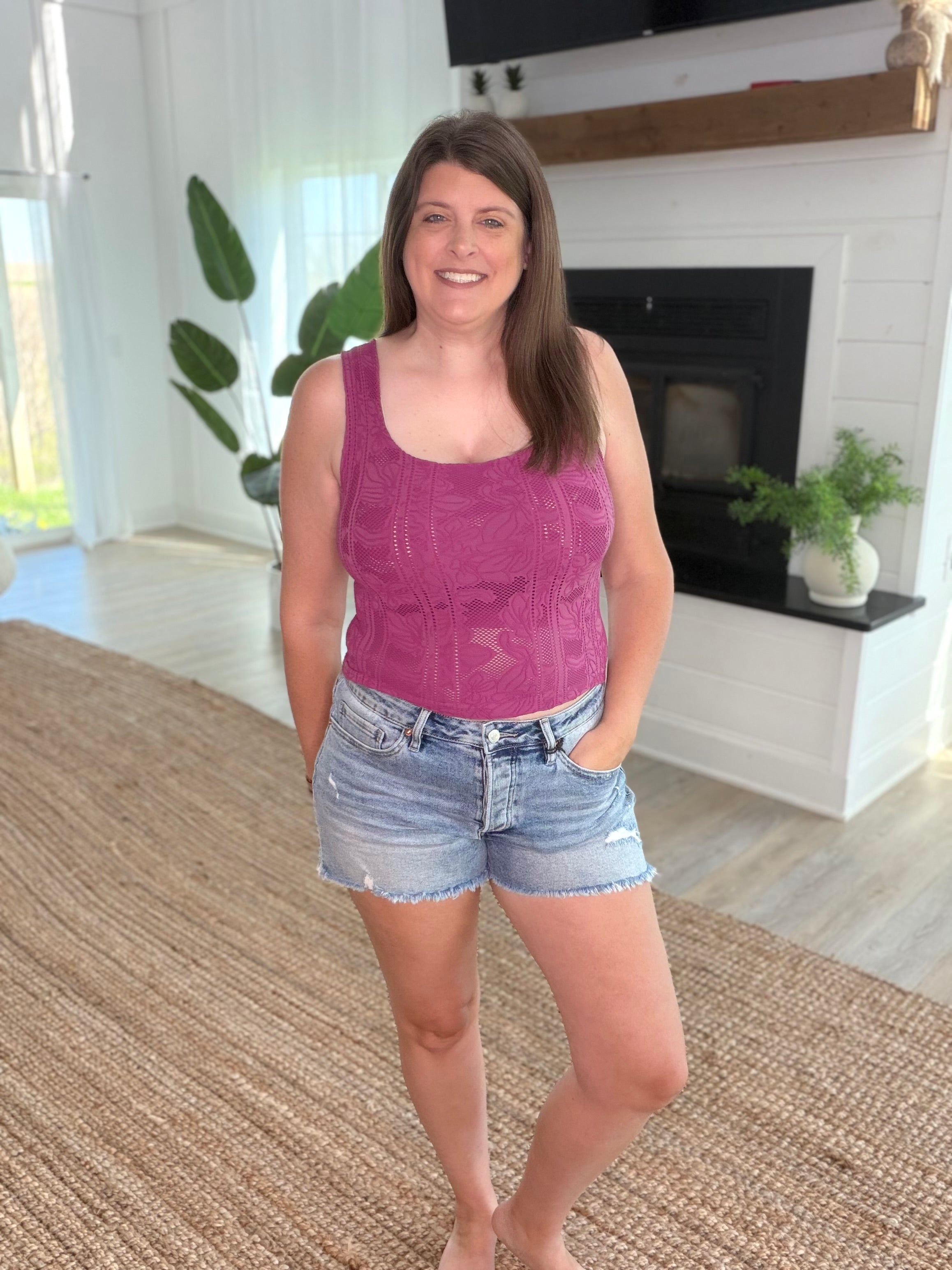 Nikibiki Mulberry Double Lace Square Crop Top