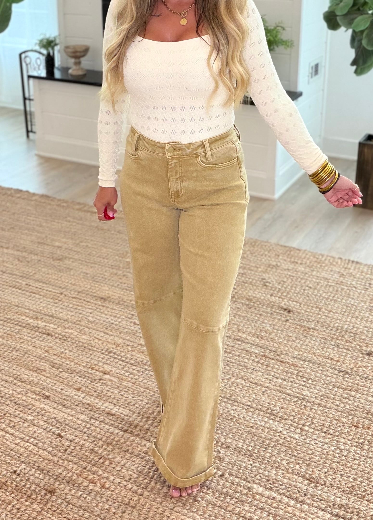 Mica High Rise Wide Leg Cuffed Jeans