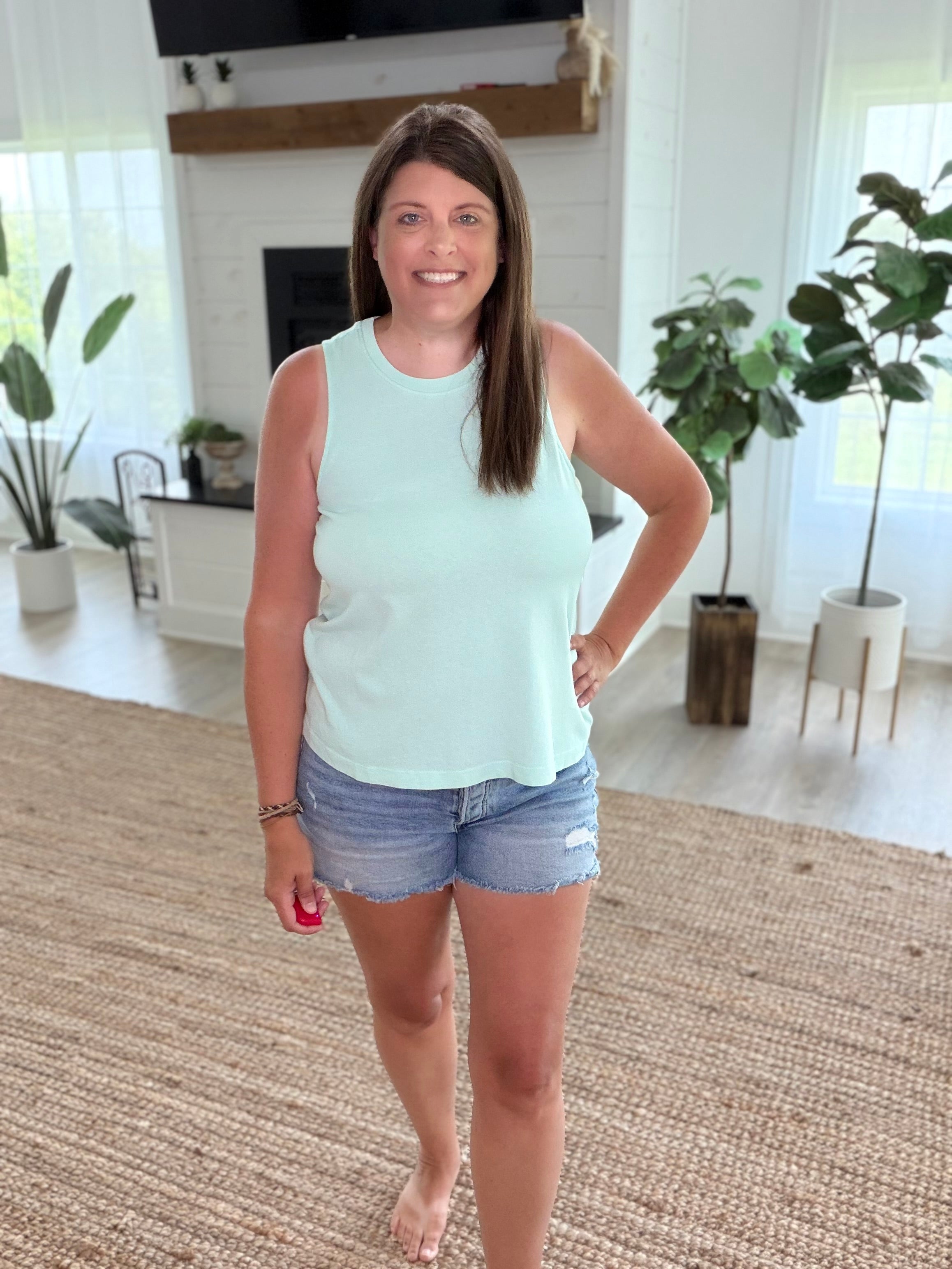Mint Mineral Washed Sleeveless Top