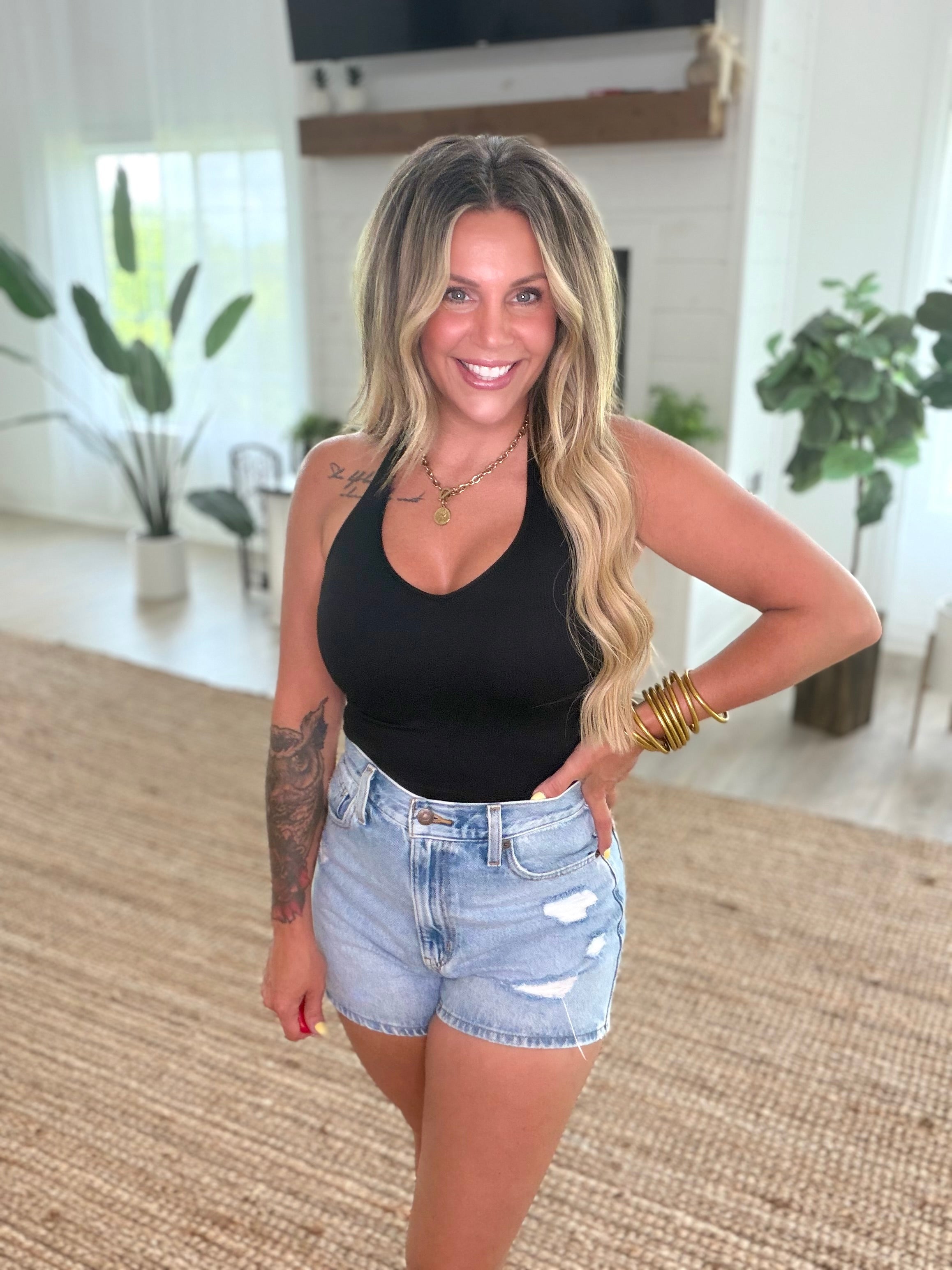 Nikibiki Black Ribbed Halter Crop Top