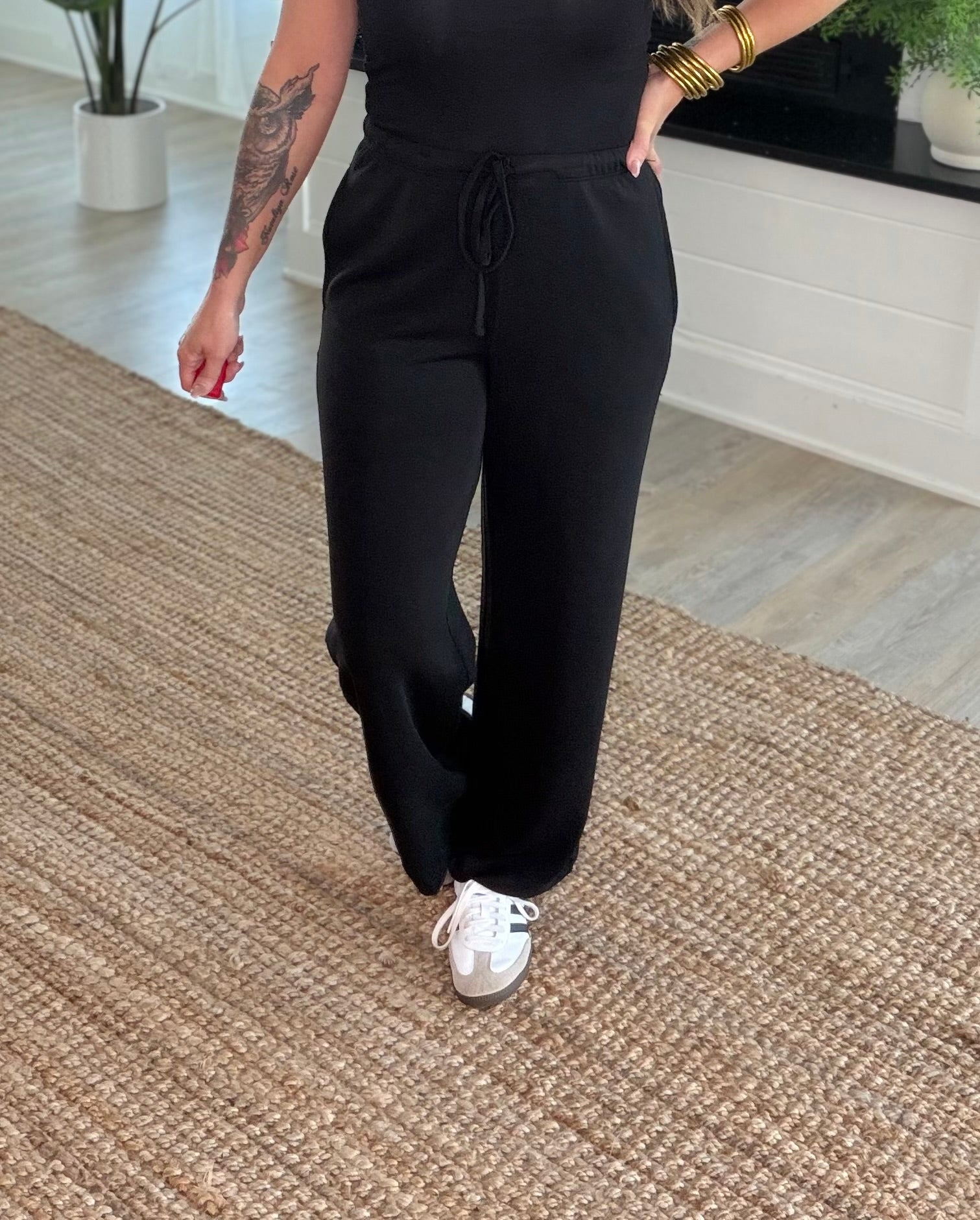 Black Laguna Scuba Wide-Leg Pant