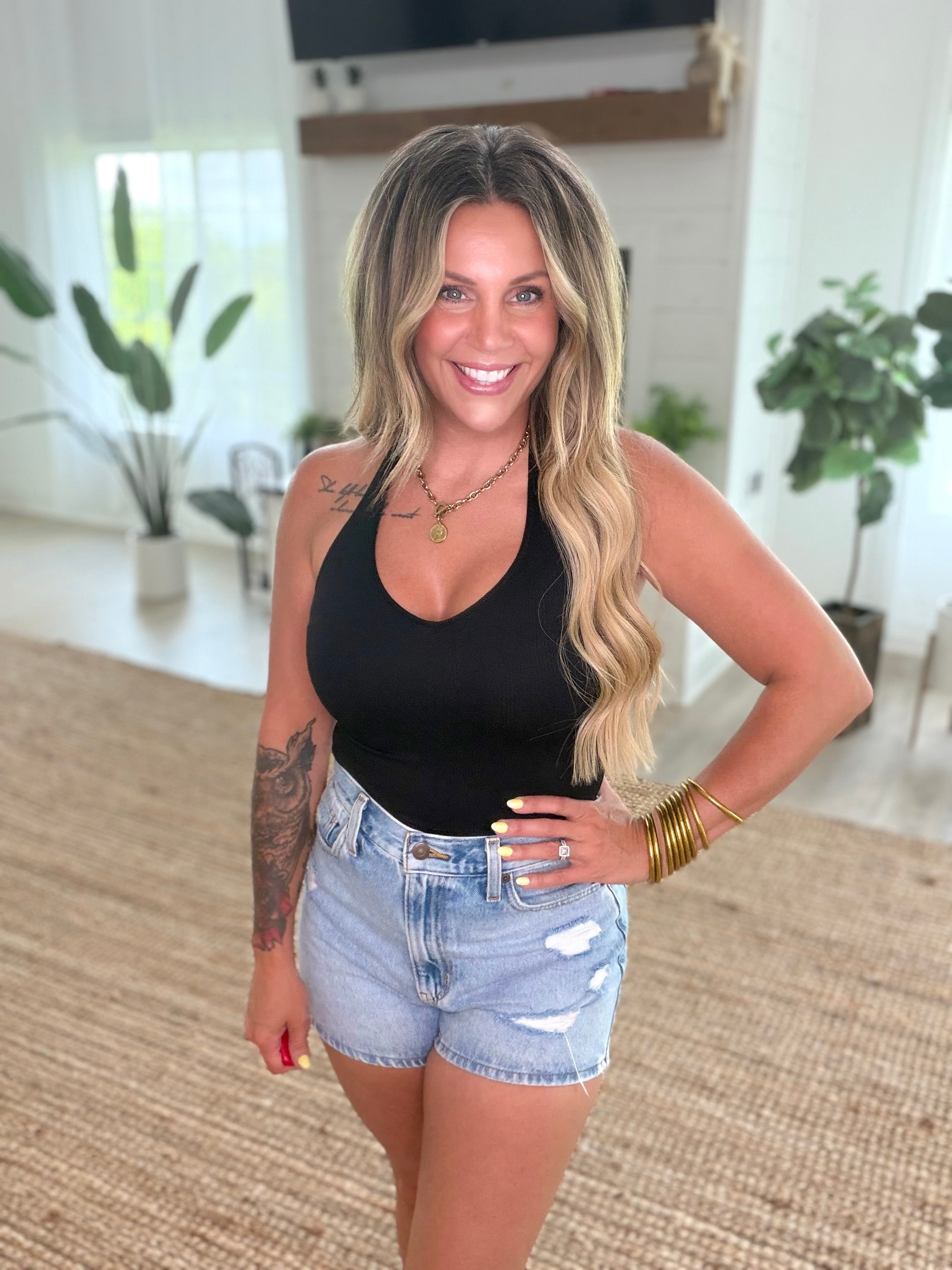 Nikibiki Black Ribbed Halter Crop Top