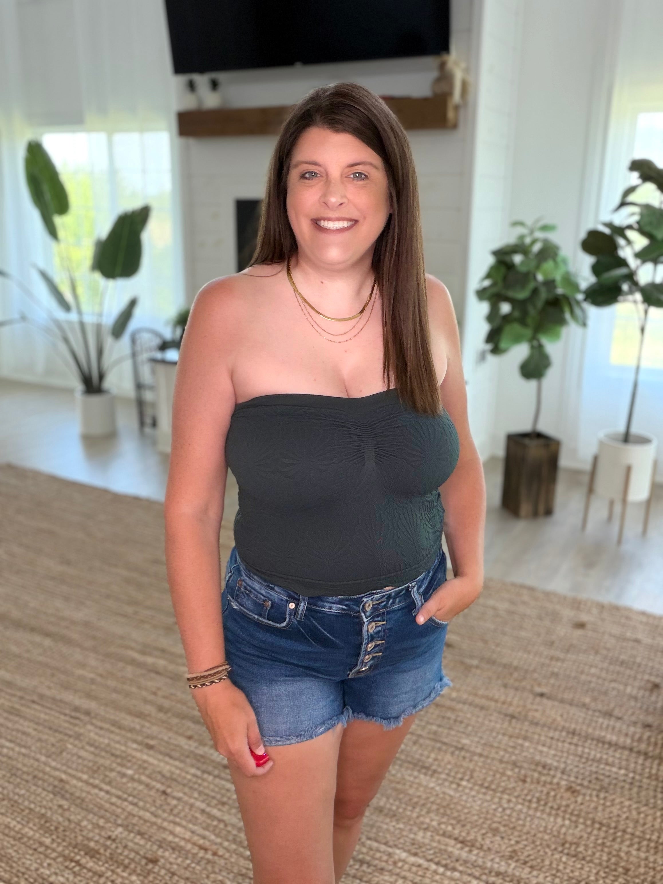 Nikibiki Forest Night Lace Textured Tube Top