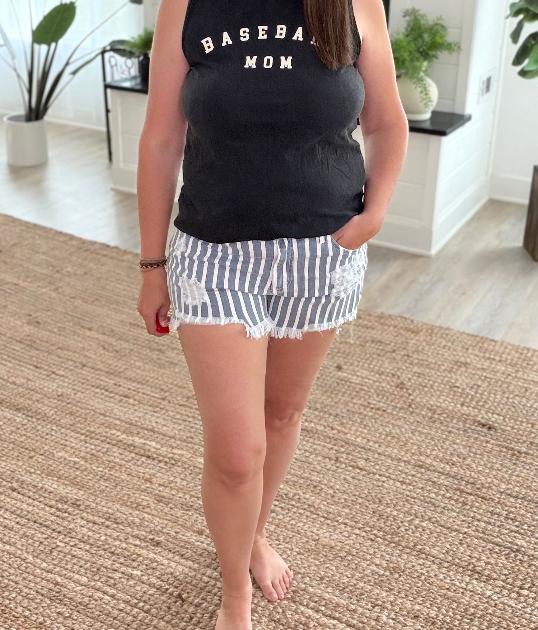 Mica High Rise Striped Shorts