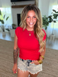 Red Ribbed Top