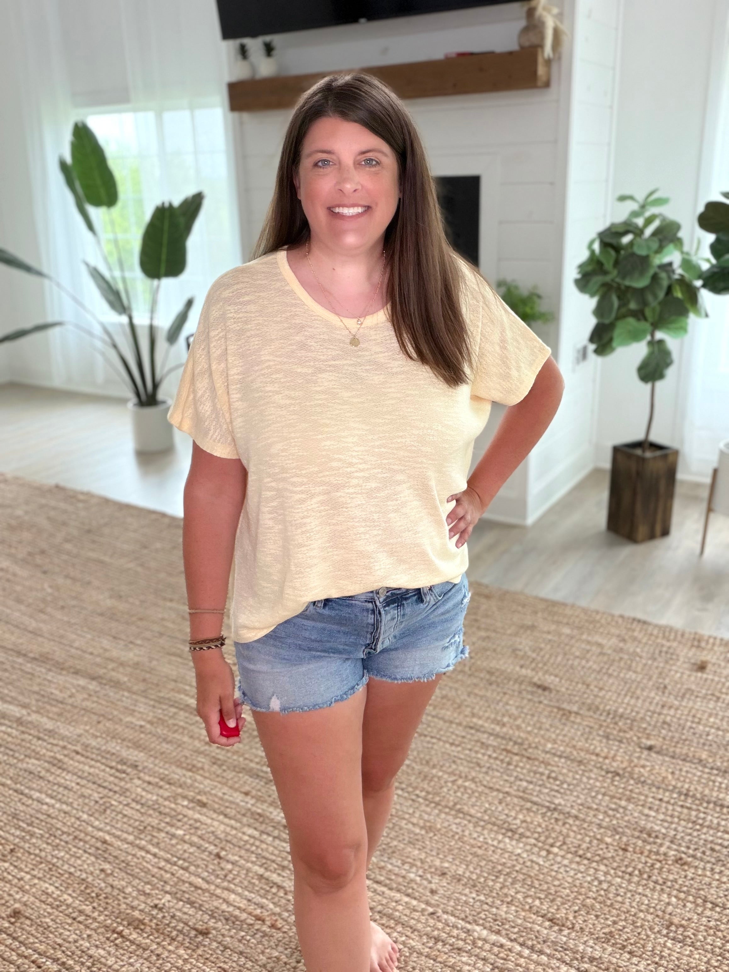 Butter Yellow Oversized Slub Hacci Top