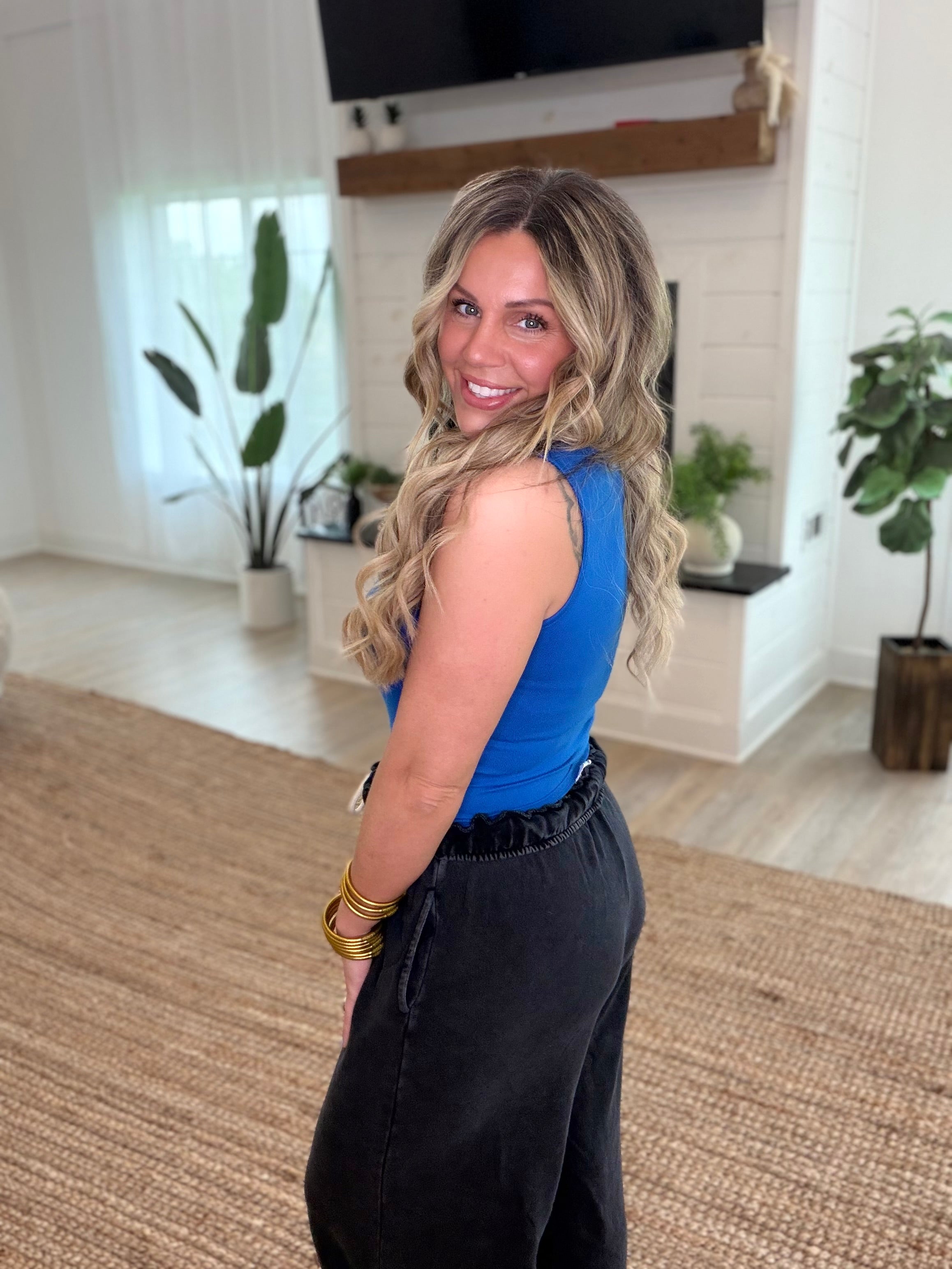 Deep Indigo Brushed Hacci Lounge Tank Top