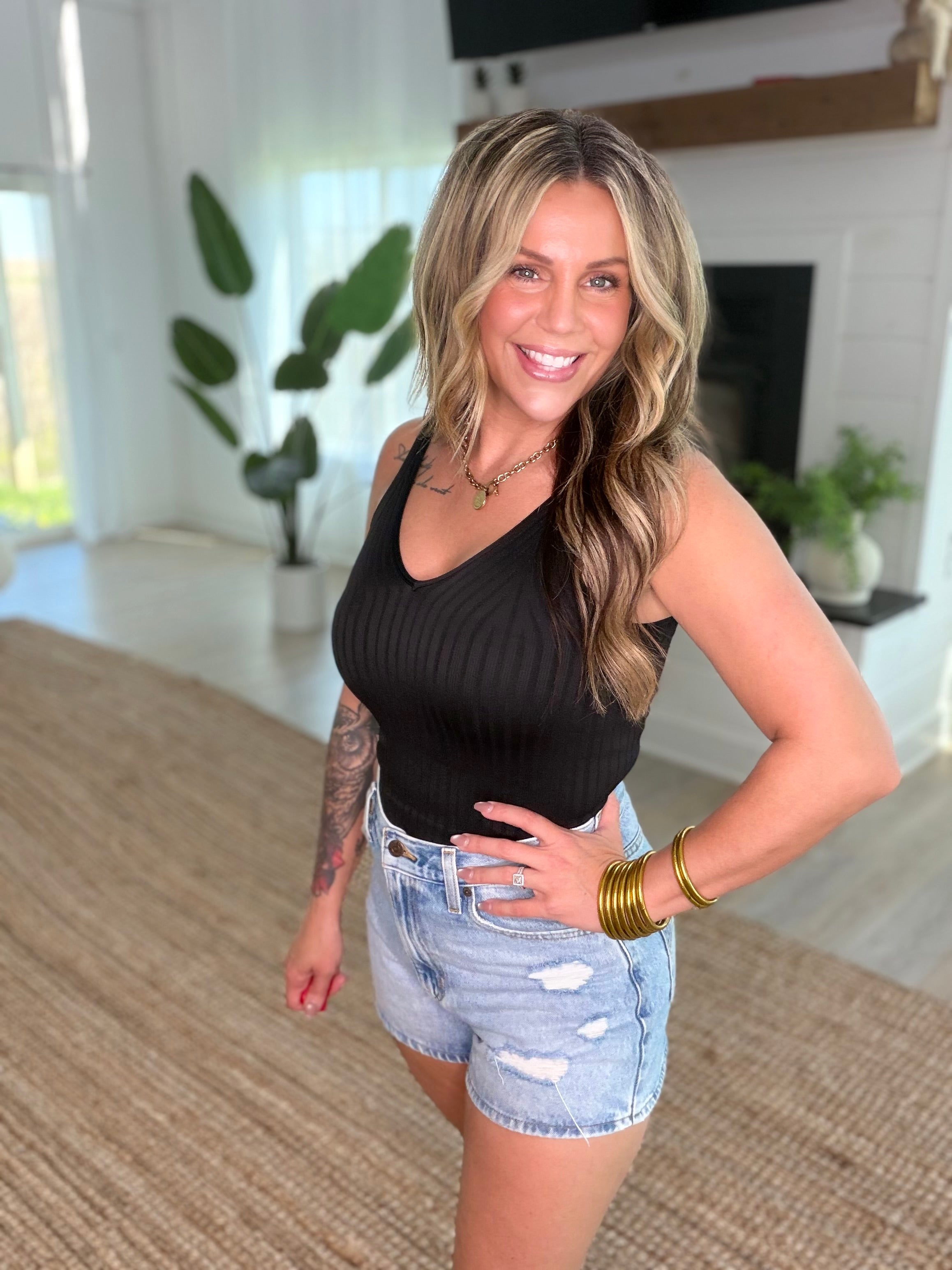 Nikibiki Black Wide Ribbed Tank Top