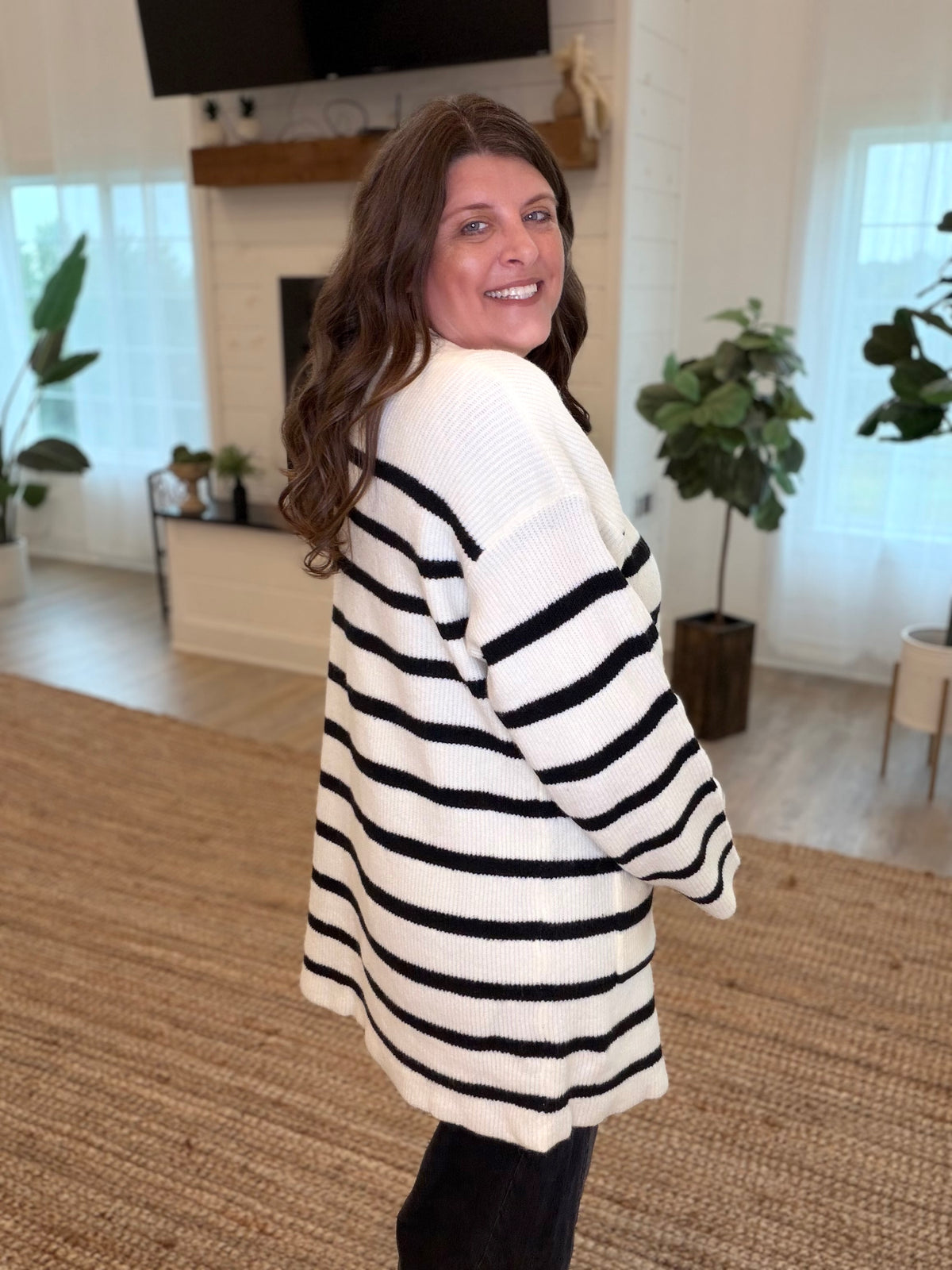 Cream Stripe Cardigan