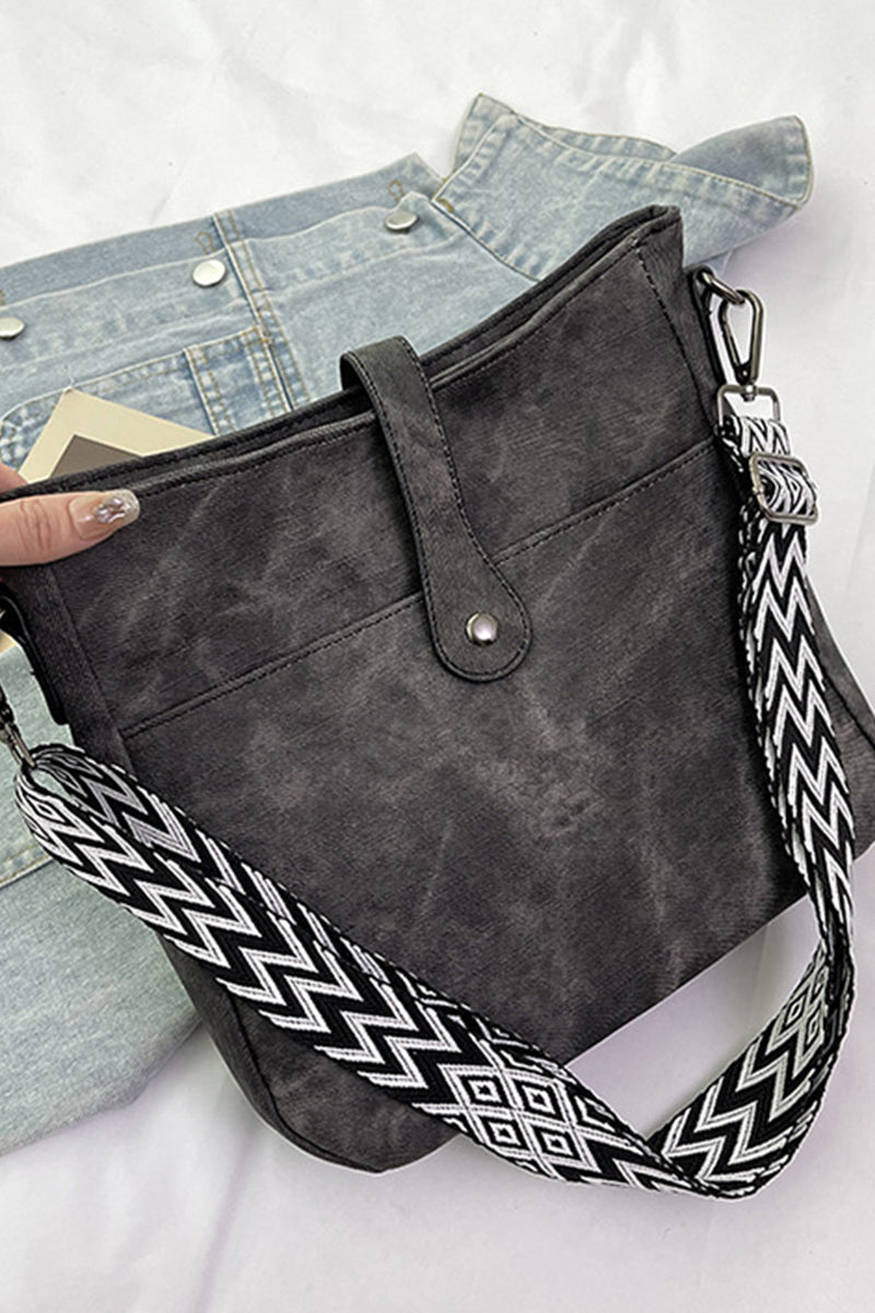 Distressed Faux Leather Crossbody Messenger Bag