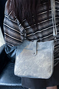 Distressed Faux Leather Crossbody Messenger Bag