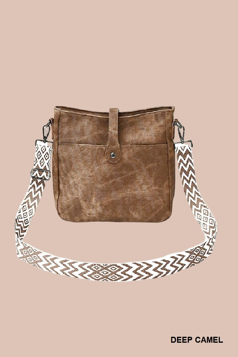 Distressed Faux Leather Crossbody Messenger Bag