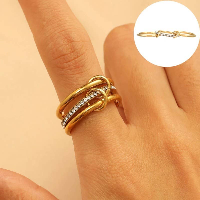 Stainless Steel Stackable Plain Band Rings Linked Style D