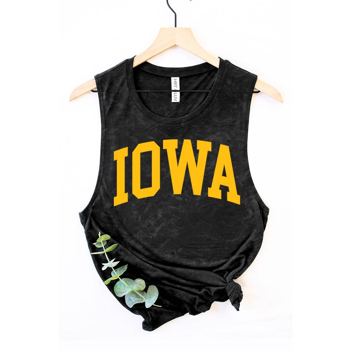 Iowa Black Mineral Wash Graphic Tank