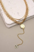 Multi Chain Link Lariat and Coin Necklace